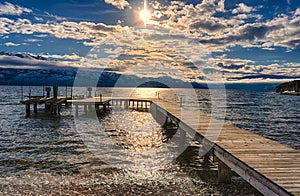 Dock on Okanagan Lake Kelowna British Columbia Canada photo