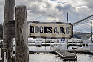 Dock Sign near an empty harbor