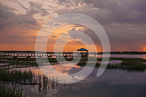 Dock at sunset, Beaufort