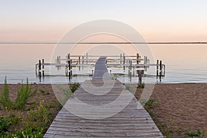 Dock at sunset on Ottertail Lake