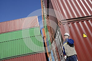 Dock worker and containers