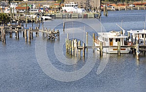 Docked boats in Biloxi, Mississippi