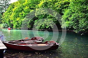 Docked boats, Plitvice Lakes National Park, Croatia