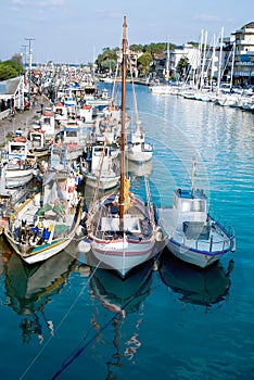 Docked boats in Rimini