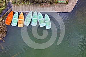 Docked boats viewed from above