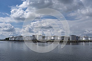 A docked Chemical and Oil Products Tanker in the Europoort, The Netherlands