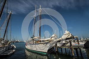 Docked sailboat