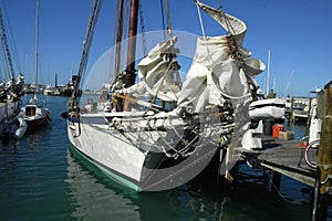 Docked sailboat