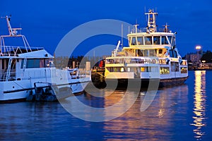 Docked tourist ships