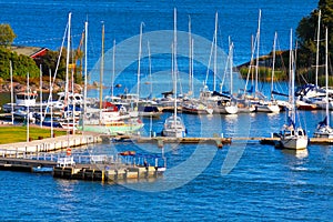 Docked yachts in Helsinki, Finland