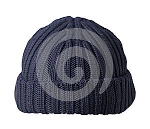Docker knitted hat isolated on white background. fashionable rapper hat. hat fisherman