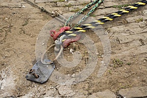 Docking cleat with docking ropes photo