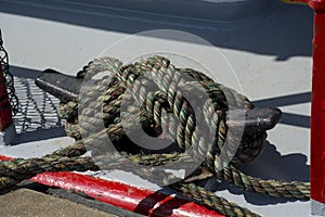 Docking rope on metal cleat