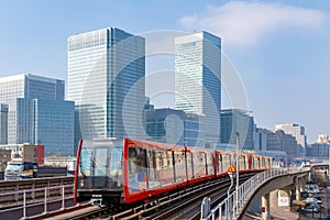 Docklands light railway in London