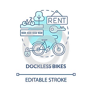 Dockless bikes blue concept icon photo