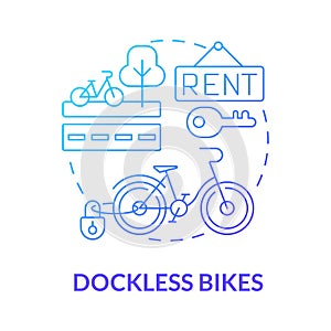 Dockless bikes blue gradient concept icon