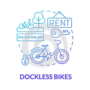 Dockless bikes blue gradient concept icon photo
