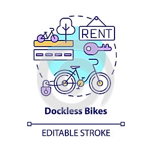 Dockless bikes concept icon photo