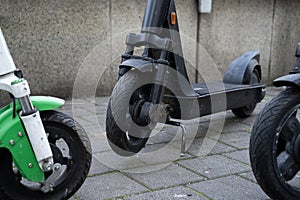 Dockless electric scooters.