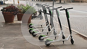 Dockless Electric Scooters on the Sidewalk