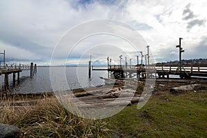Docks in disrepair at Esquimalt Lagoon photo