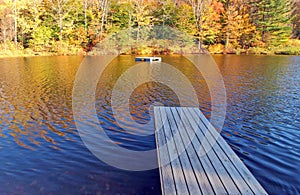 Docks, Grafton Ponds, Grafton, Vermont in Fall colors