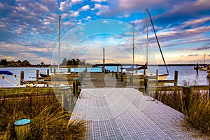 Docks in the harbor at St. Michael's, Maryland.