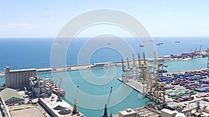 Dockside gantry cranecranes on container terminal at Barcelona port