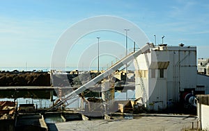 Dockside imported sand grading chute and machinery