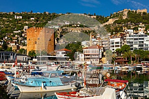 Dockyard and arsenal in Alanya on beautiful, sunny day, Turkey