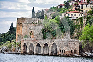 Dockyard and arsenal in Alanya on a cloudy day