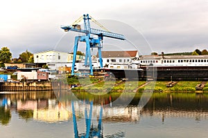 Dockyard on the river Main in Germany