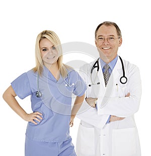 Group of confident doctors and nurses with their arms crossed displaying some attitude