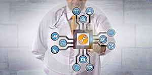 Doctor Activating Blockchain App In Cyberspace