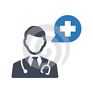 Doctor advice icon. physician help.