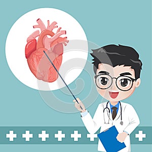 Doctor advise and teaches knowledge for heart diseases photo