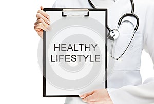 Doctor advising healthy lifestyle