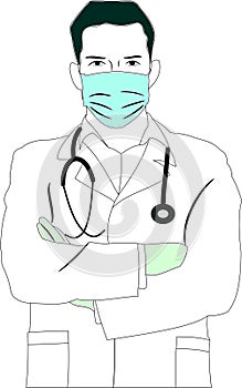 Doctor against Covid19 illustration