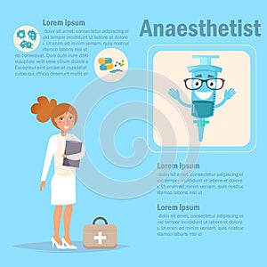 Doctor anaesthetist Vector. Cartoon photo