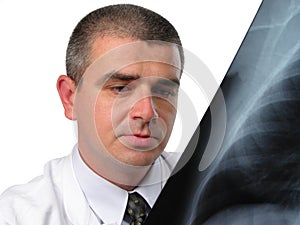 Doctor analyzing a chest radiography photo