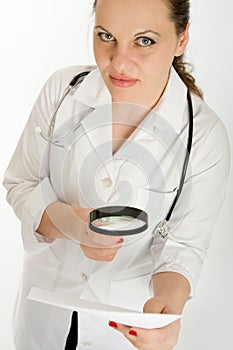 Doctor analyzing document