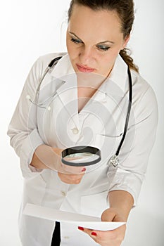 Doctor analyzing lab report