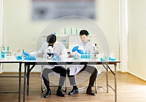 Doctor asian men working for research covid-19 disease in laboratory
