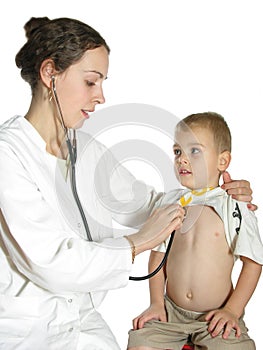 Doctor assessing child