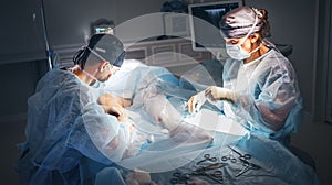 Doctor and an assistant in operating room for surgical clinic