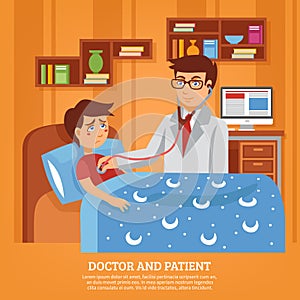 Doctor Attending Patient Home Flat Illustration