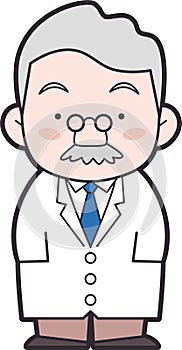 A doctor with a beard and glasses wearing a white coat