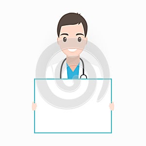 Doctor with billboard adn medical presentation icon photo