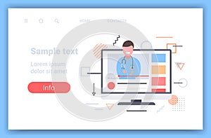 Doctor blogger giving information about medicine online medical consultation assistance by internet healthcare concept
