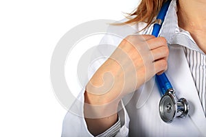 Doctor with blue stethoscope.